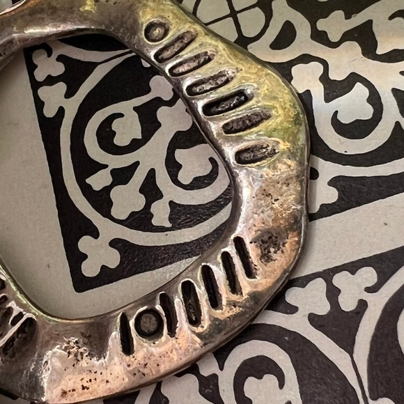 Vintage handmade earrings. Large Unique Dangle Earrings Silver Hammered Design - Picture 9 of 13